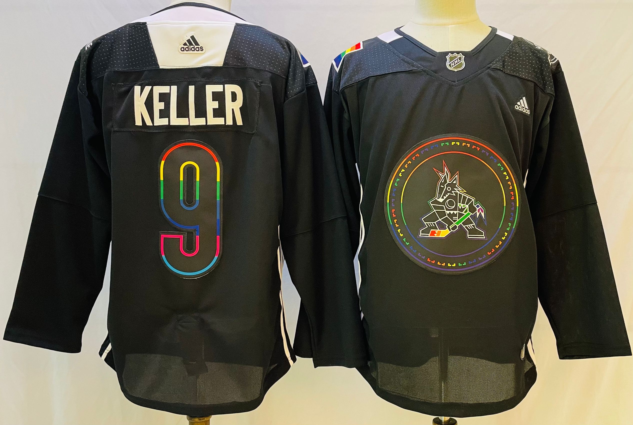 Men Arizona Coyotes #9 Keller Black Stitched 2022 Adidas NHL Jersey